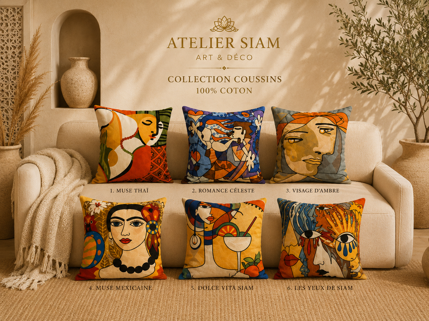 Housses de coussin artisanales – Collection Atelier Siam