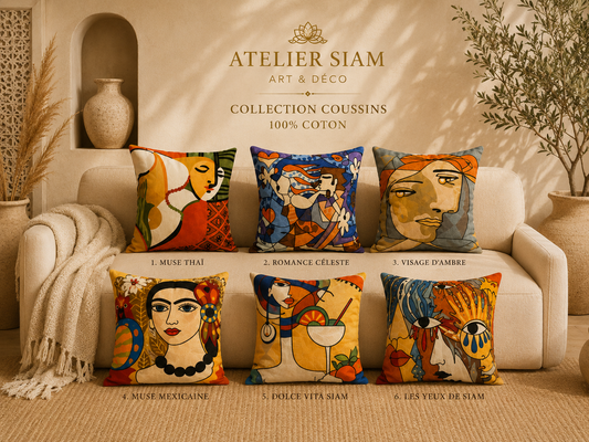 Housses de coussin artisanales – Collection Atelier Siam