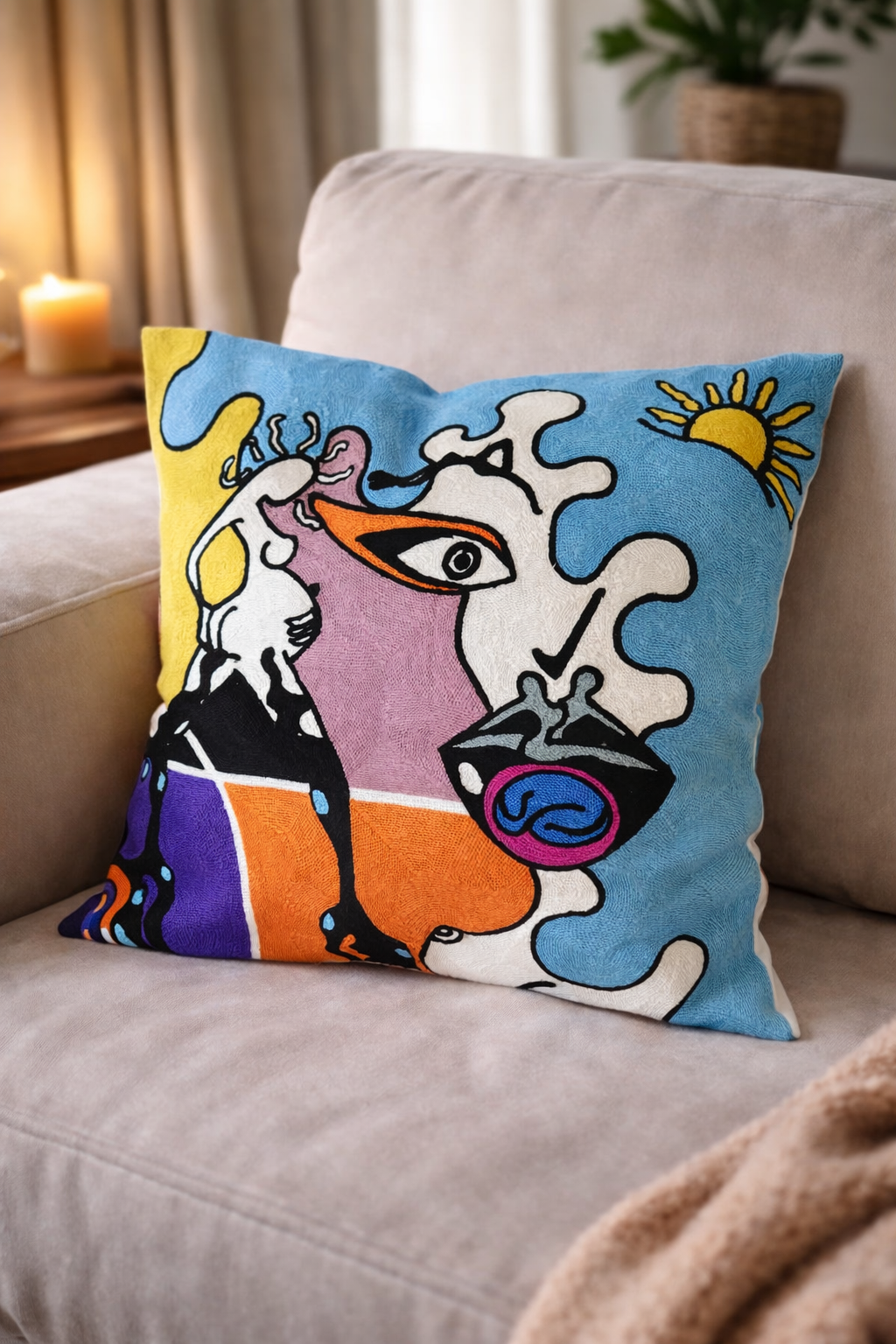 Housse de Coussin Brodée Artisanale – Fabrication Thaïlandaise