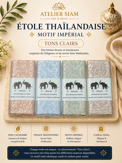 Motif Impérial Atelier Siam – Étole Thaïlandaise 100% Cachemire