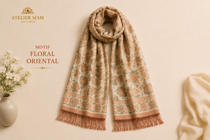 Motif Floral Oriental Atelier Siam - Étole 100% Cachemire