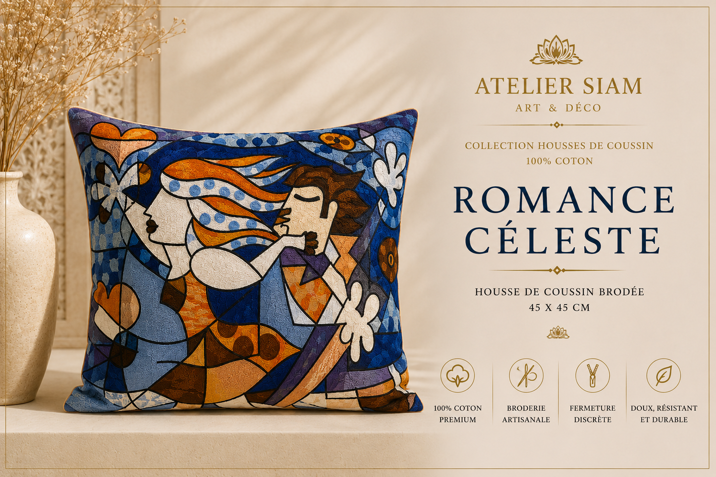 Housses de coussin artisanales – Collection Atelier Siam