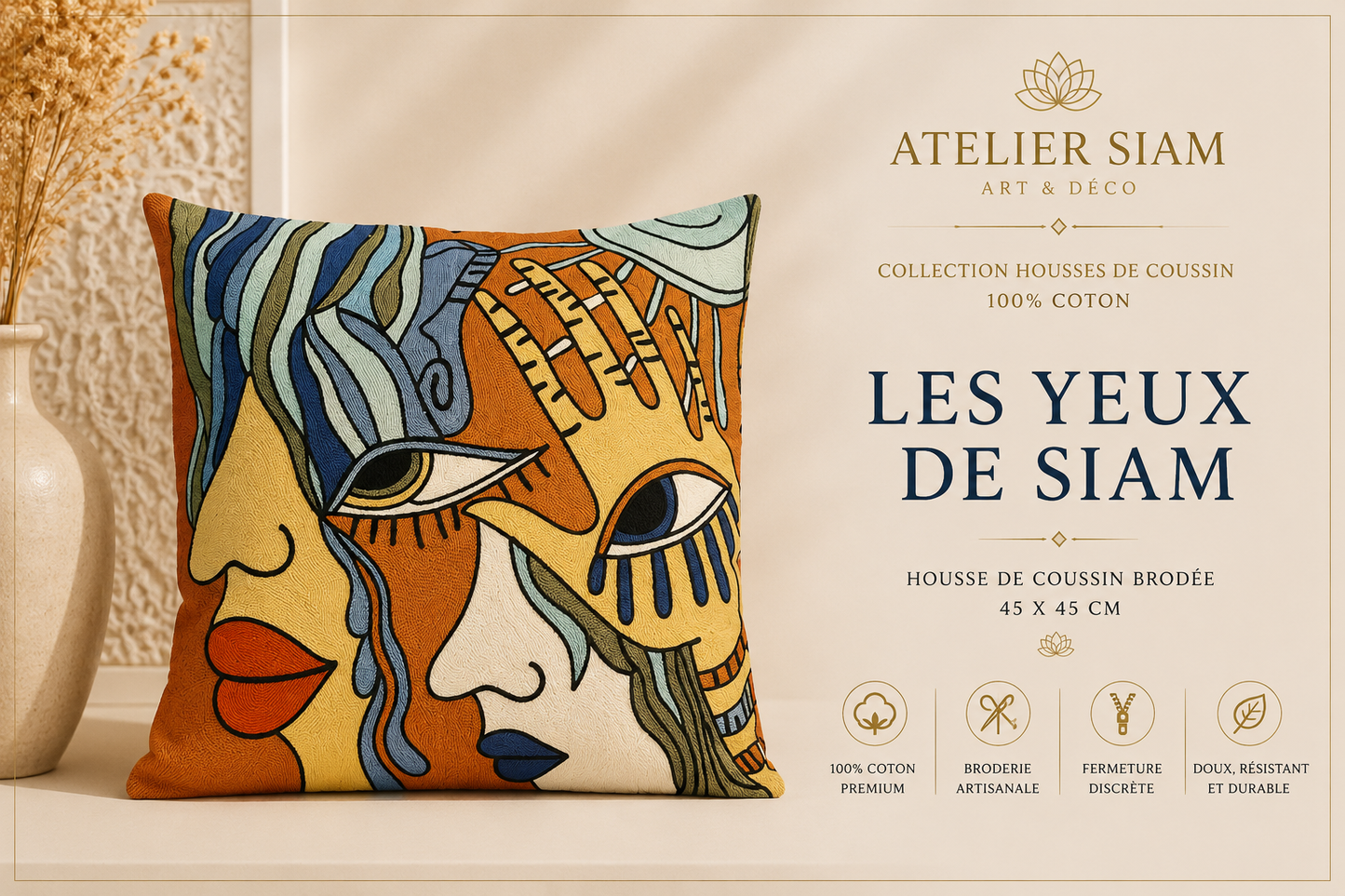 Housses de coussin artisanales – Collection Atelier Siam